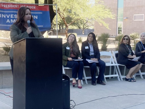 Pima County Supervisors Chair Adelita Grijalva speaks at the Environmental Protection Agency Event