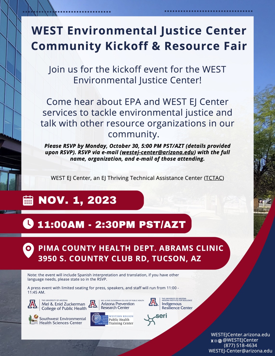 WEST EJ Center Nov 1 Kick off Flyer