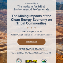 The Mining Impacts of the Clean Energy Economy on Tribal Communities Flyer